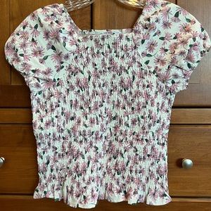 Zara Girls 10 Smocked Puff Sleeve Top